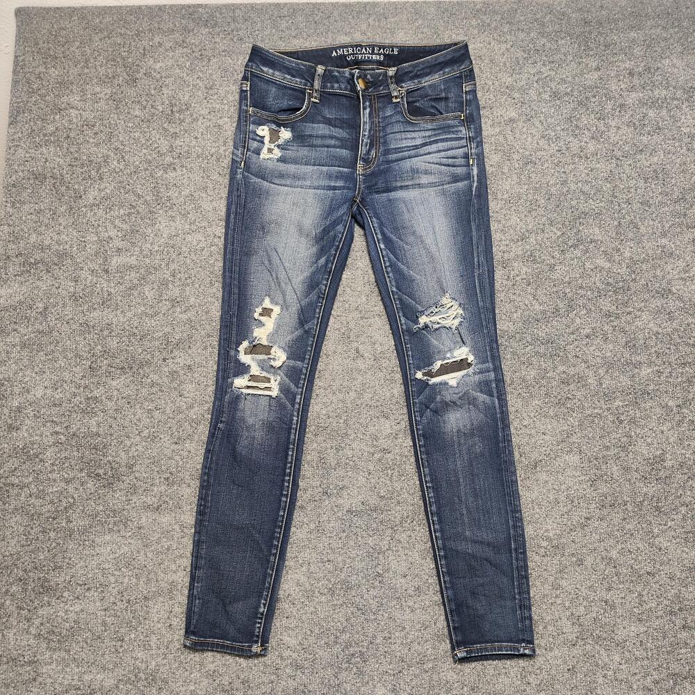 American Eagle Outfitters Jegging Jeans Womens 8 Blue Distressed Skinny Denim